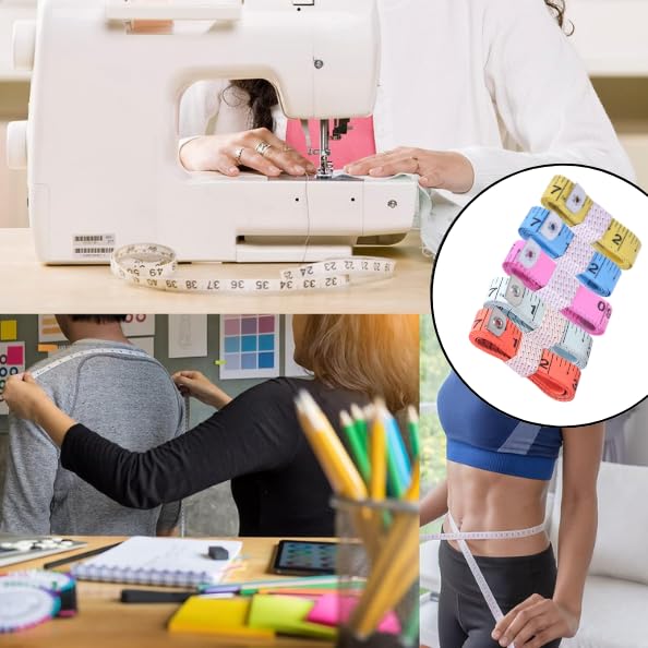 Bureaucrat Bureaucrat Measuring Tape Body Measurement Inch Tape 60 Inches150 CMs Double Side Rulers Fiberglass Flexible PortableSewing Dress Making Tailors TapeP3Pink BlueWhite  - Image 5