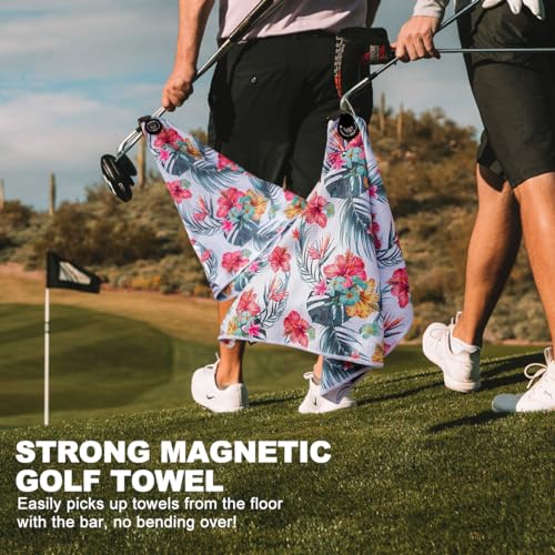 BAIRBRE Golf Towel Magnetic Golf Bags Towel with Clip for Men & Women，Microfiber Fabric Waffle Pattern Golf Towels for Strong Hold to Golf Carts or Clubs (White) - Image 2