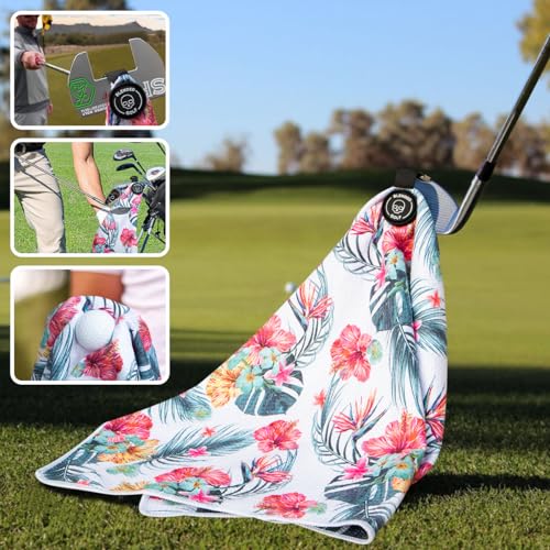 BAIRBRE Golf Towel Magnetic Golf Bags Towel with Clip for Men & Women，Microfiber Fabric Waffle Pattern Golf Towels for Strong Hold to Golf Carts or Clubs (White) - Image 5