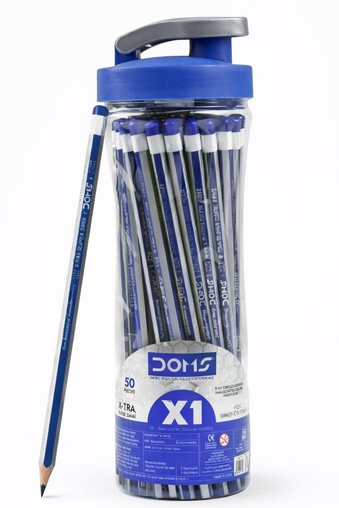 DOMS X1 Super Dark HB Pencils – Pack of 30 Pencils with 3 Sharpeners, 3 Erasers & 15cm Scale – School, Office & Drawing - Image 5