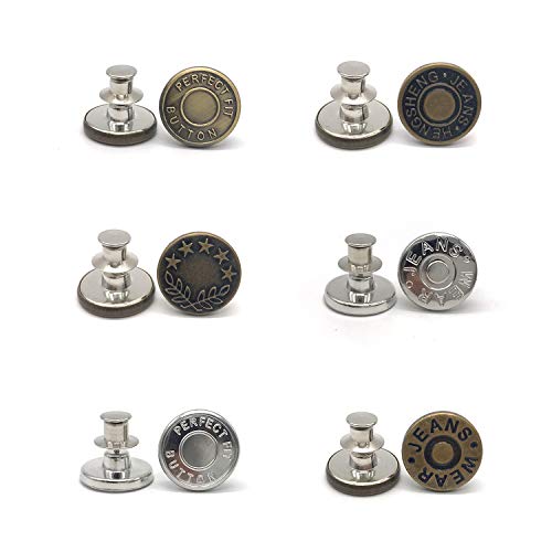 Lohas Select 6 Pcs Instant Jean Button Pins,Adjustable Pant Waist Tightener,No Sew and No Tools for Pants, Simple Installation, Reusable and Adjustable(Style 1) - Image 2