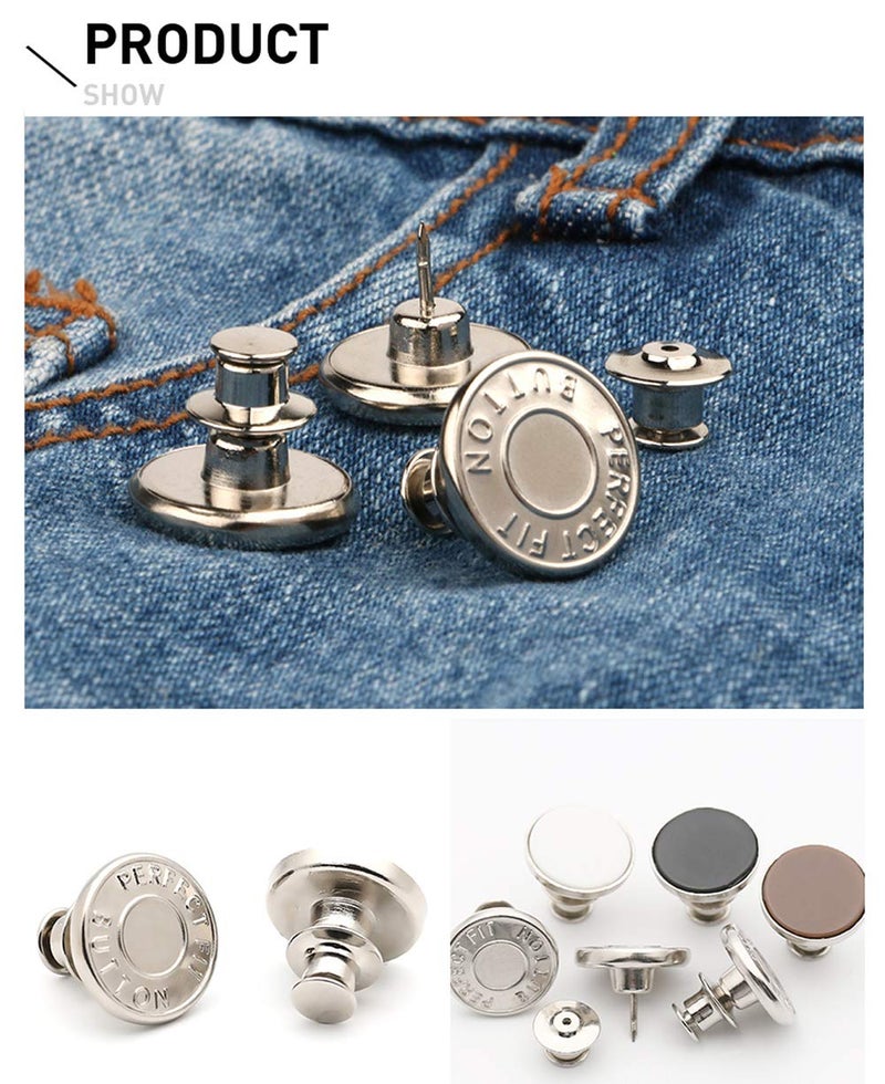 Lohas Select 6 Pcs Instant Jean Button Pins,Adjustable Pant Waist Tightener,No Sew and No Tools for Pants, Simple Installation, Reusable and Adjustable(Style 1) - Image 3