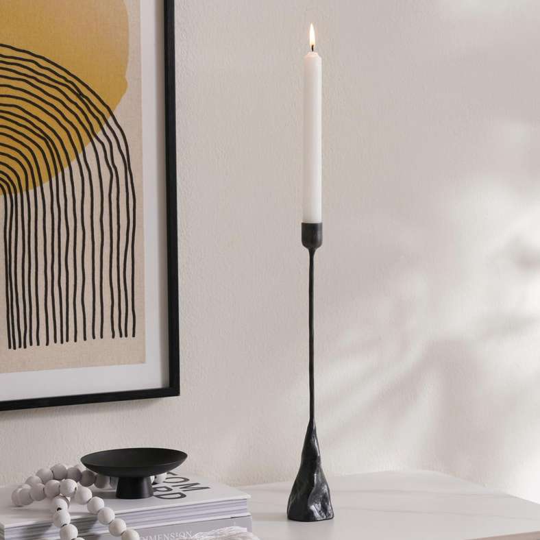 Pan Home Haco Metal Taper Candle Holder 6x5.75x35cm - Antique Grey