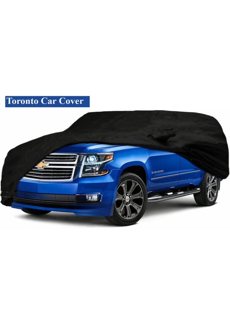 TORONTO Waterproof Car Cover for 2007-2024 Chevy Suburban/GMC Yukon XL/Cadillac Escalade ESV Car Cover Custom Fit 100% Waterproof Windproof Strap & Single Door Zipper Up to 226” L (Black) - Image 1