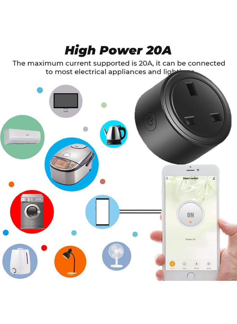 Rock Pow - 20A Tuya Smart Plug WIFI Wireless Socket Timing Schedule Power Monitoring Overload Protection Smart Life App Remote Control Works with Alexa and Google Home - Image 1