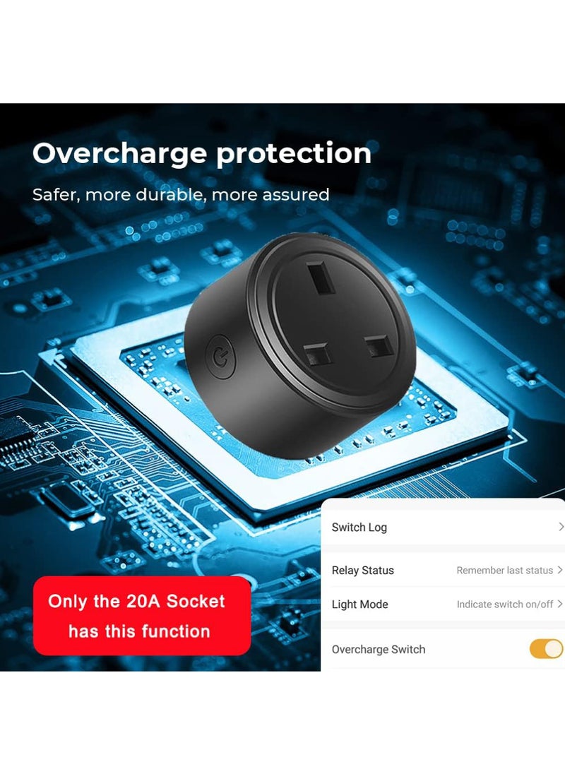 Rock Pow - 20A Tuya Smart Plug WIFI Wireless Socket Timing Schedule Power Monitoring Overload Protection Smart Life App Remote Control Works with Alexa and Google Home - Image 1