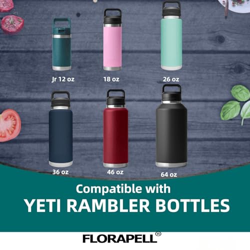FLORAPELL غطاء لزجاجات يتي رامبلر 26 36 46 64 أونصة، غطاء لولبي مع مقبض مرن، أغطية شرب للأطفال يتي جونيور 12 18 أونصة، غطاء خالي من BPA ومضاد للتسرب، ملحقات زجاجة ماء بديلة، أسود - Image 4