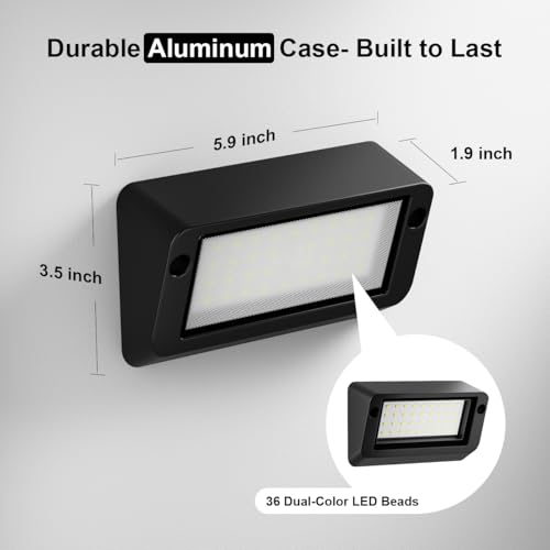 Safoner Heavy-Duty Aluminum RV Porch Light- Rustproof Exterior LED Lamp, IP67 Waterproof, Dual Color Amber & White, 1400LM, 12V-30V Compatible for Outdoor RVs & Trailers (Black Housing)- 1 Pack - Image 5