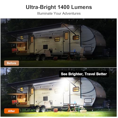 Safoner Heavy-Duty Aluminum RV Porch Light- Rustproof Exterior LED Lamp, IP67 Waterproof, Dual Color Amber & White, 1400LM, 12V-30V Compatible for Outdoor RVs & Trailers (Black Housing)- 1 Pack - Image 3