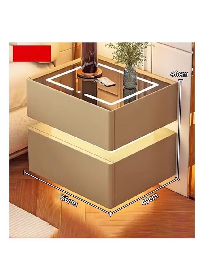 كيكي طاولة جانبية بجانب السرير مع مرآة LED وإضاءة مستشعر وشحن لاسلكي ومكبر صوت BT مقاس 50 سم - Image 2