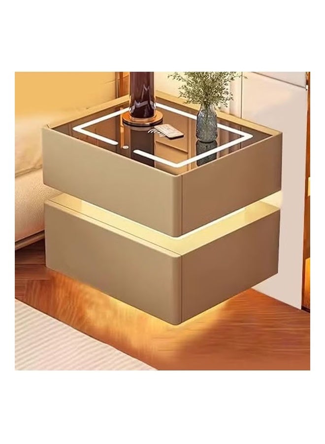 كيكي طاولة جانبية بجانب السرير مع مرآة LED وإضاءة مستشعر وشحن لاسلكي ومكبر صوت BT مقاس 50 سم - Image 1