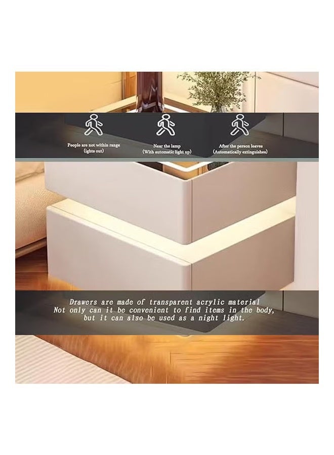 كيكي طاولة جانبية بجانب السرير مع مرآة LED وإضاءة مستشعر وشحن لاسلكي ومكبر صوت BT مقاس 50 سم - Image 3
