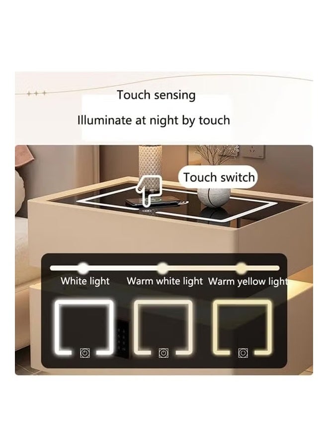 كيكي طاولة جانبية بجانب السرير مع مرآة LED وإضاءة مستشعر وشحن لاسلكي ومكبر صوت BT مقاس 50 سم - Image 5