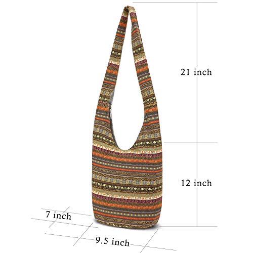 Coton Pose Women Shoulder Handbags Fashion canvas Hippie Crossbody Bags Bohemian Animal Prints Hobo Bags (Green-Orange) - Image 3