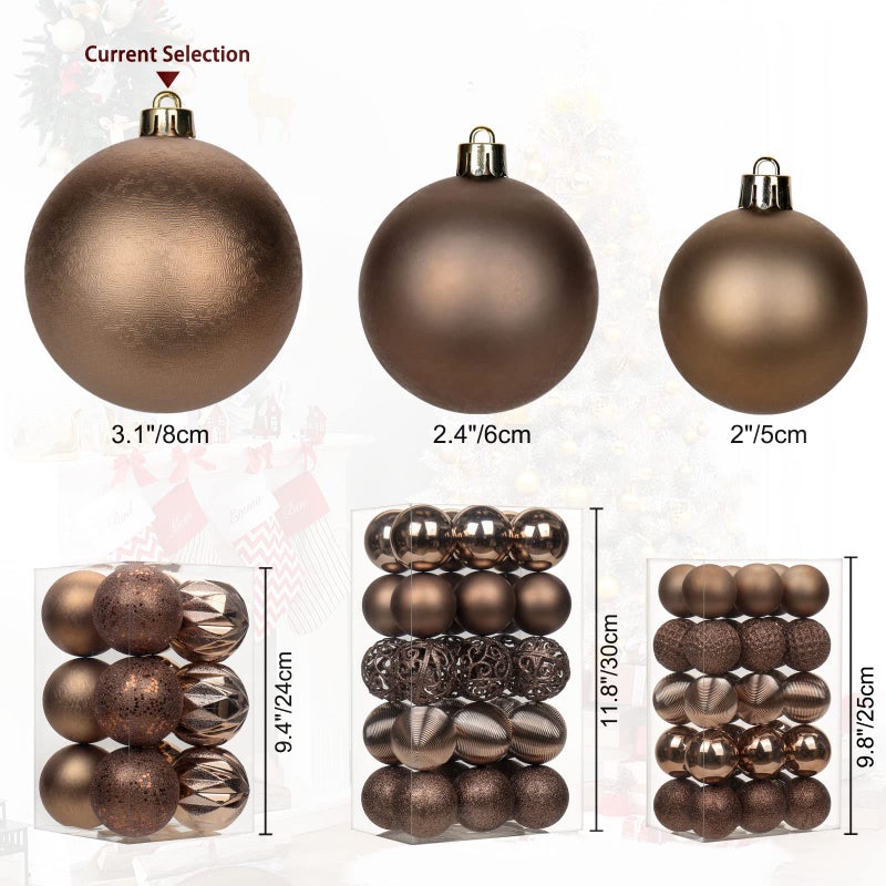 Briful 12PCS 3.15"" Christmas Ball Ornaments Shatterproof Brown Christmas Tree Decorations Xmas Tree Balls Halloween Ornaments D?cor - Image 3