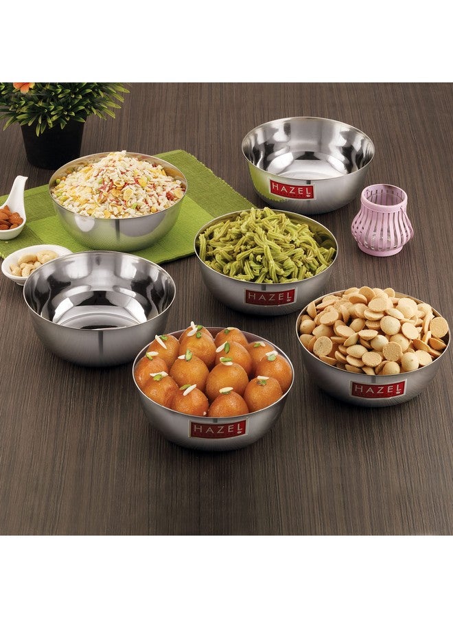 HAZEL Stainless Steel Serving Bowl Set Of 6 Mixing Bowl For Cake Batter Serving Bowl Set For Dinner LuInch Steel Katori Set Of 6, 600 Ml - Image 2