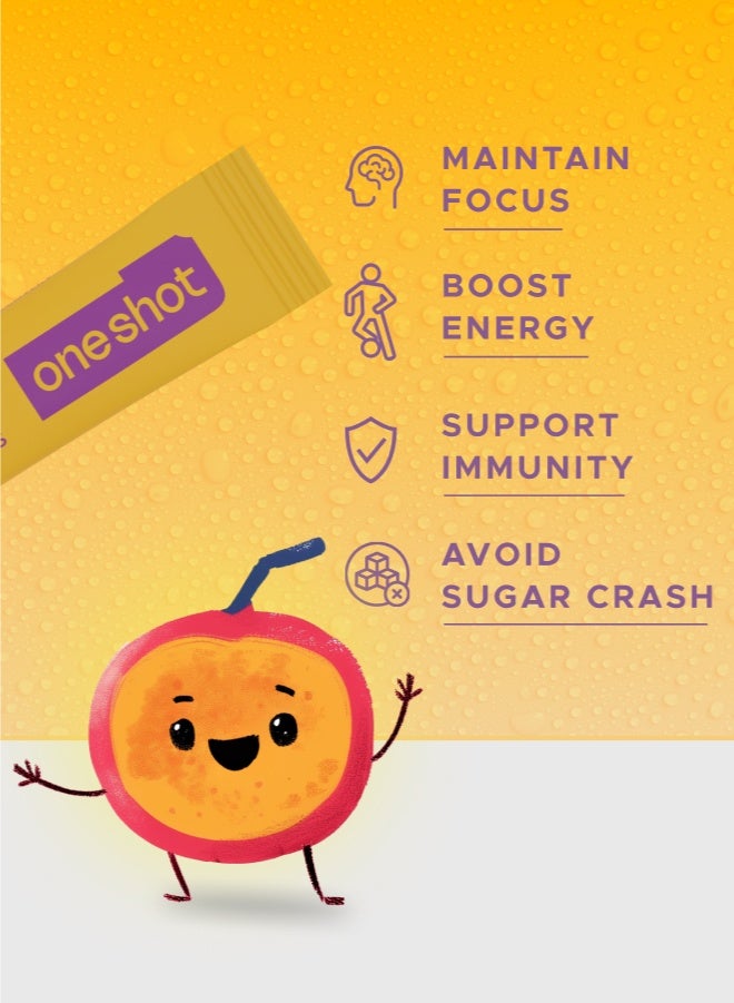 Oneshot Kids Passion Bliss, Daily Hydration, Sugar Free Electrolyte Powder Drink Mix with Vitamins and Zinc, No Aftertaste, Passion Fruit Flavor, 7 Sachets - Image 2