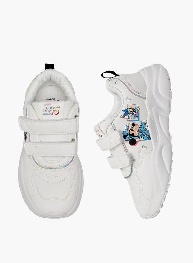 Disney Girls Minnie Mouse Print Hook & Loop Ankle School Sneakers