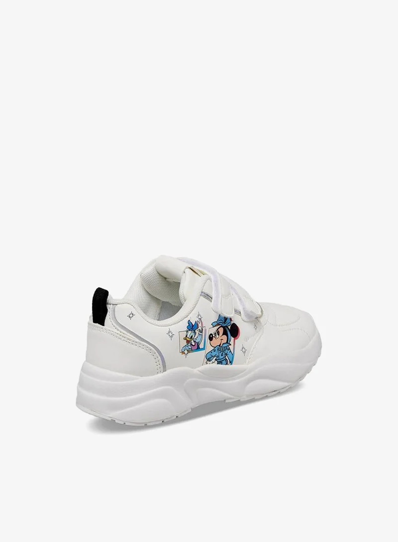 Disney WHITE Girls Minnie Mouse Print Hook & Loop Ankle School Sneakers for Women | Best Price UAE