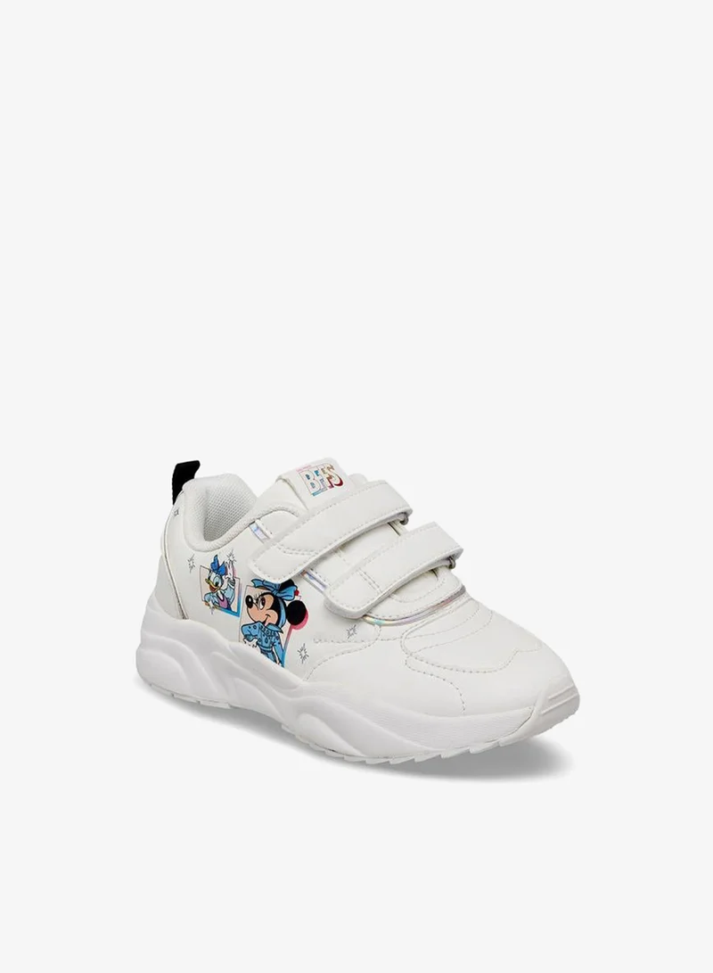 Disney Girls Minnie Mouse Print Hook & Loop Ankle School Sneakers