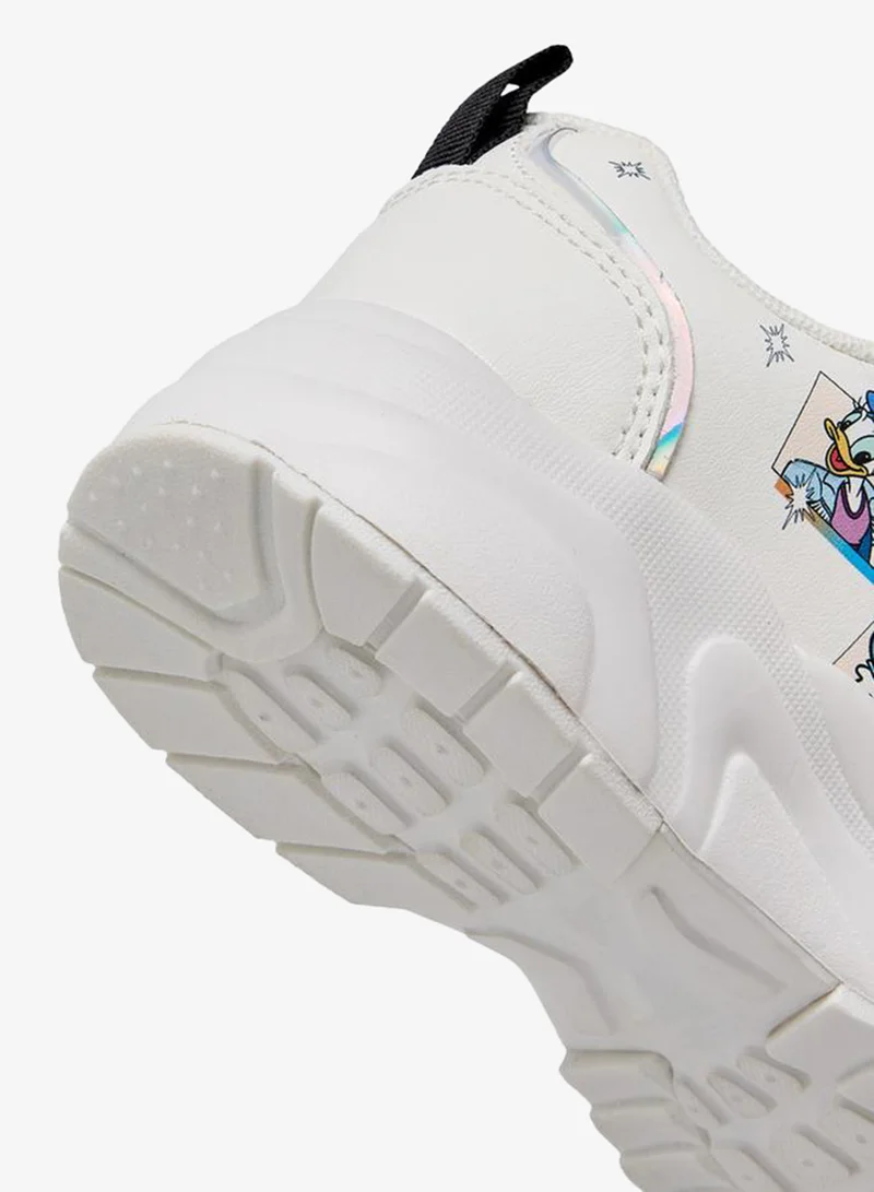 Disney WHITE Girls Minnie Mouse Print Hook & Loop Ankle School Sneakers for Women | Best Price UAE