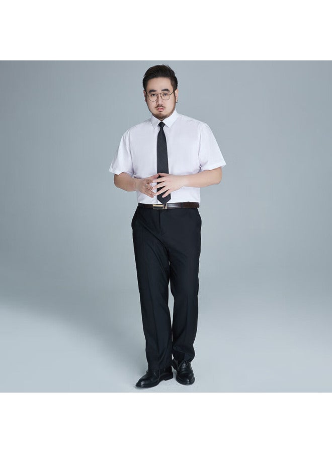 Ayoupang Ayou Pang Plus Size Wrinkle-free Anti-wrinkle Formal Short-sleeve Shirt Men Loose Wrinkle-free Solid Color Business Casual Elastic Big Size White Shirt - Image 4