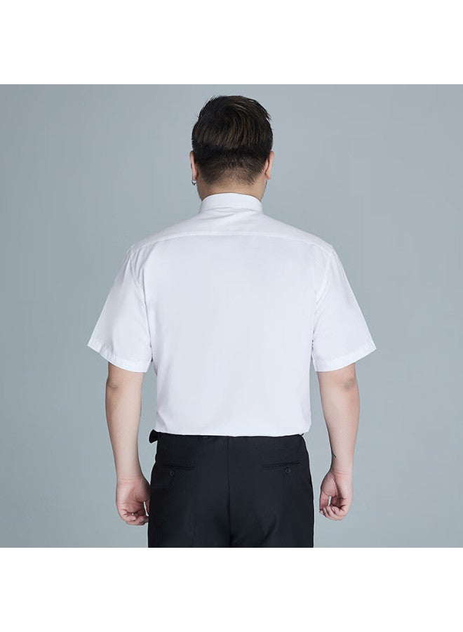 Ayoupang Ayou Pang Plus Size Wrinkle-free Anti-wrinkle Formal Short-sleeve Shirt Men Loose Wrinkle-free Solid Color Business Casual Elastic Big Size White Shirt - Image 5