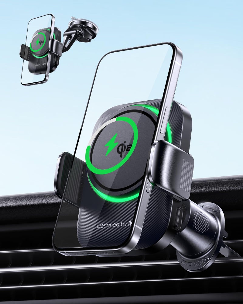 INIU Car Phone Holder for Magsafe, Qi2 Certified Wireless Car Charger for Mount Dashã€360Â°ã€‘ Phone Mount Auto Clamping Car Accessories Compatible with iPhone 17 16 15 14 13 Xs Samsung S23 etc - Image 1