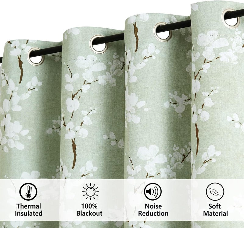BFAM Floral Print 100% Blackout Curtain with Black Linning at Back, Floral Print Curtains for Living Room/Bedroom Thermal Insulated Energey Saving Blossom Curtain, Pack of 1 Curtain - Image 4