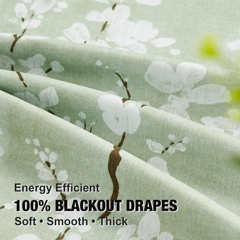 BFAM Floral Print 100% Blackout Curtain with Black Linning at Back, Floral Print Curtains for Living Room/Bedroom Thermal Insulated Energey Saving Blossom Curtain, Pack of 1 Curtain - Image 5