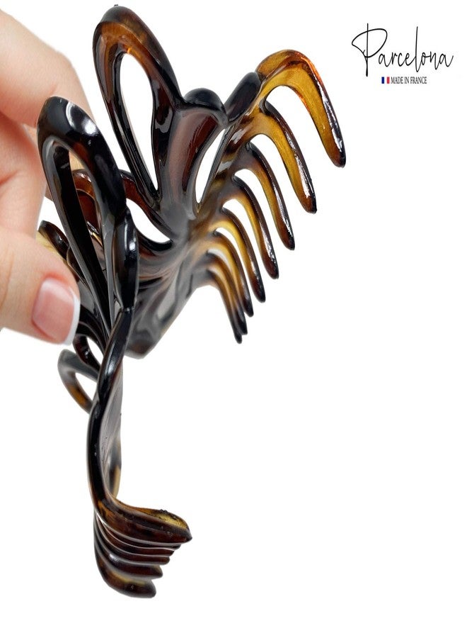 Parcelona French Tropical Butterfly Extra Large 4 1/2" Tortoise Shell Brown Celluloid Hair Claw Clips Women Hair Accessories, Made in France - Image 3