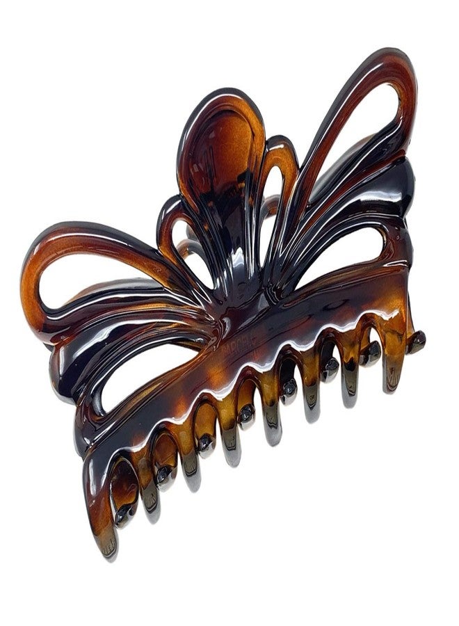 Parcelona French Tropical Butterfly Extra Large 4 1/2" Tortoise Shell Brown Celluloid Hair Claw Clips Women Hair Accessories, Made in France - Image 1