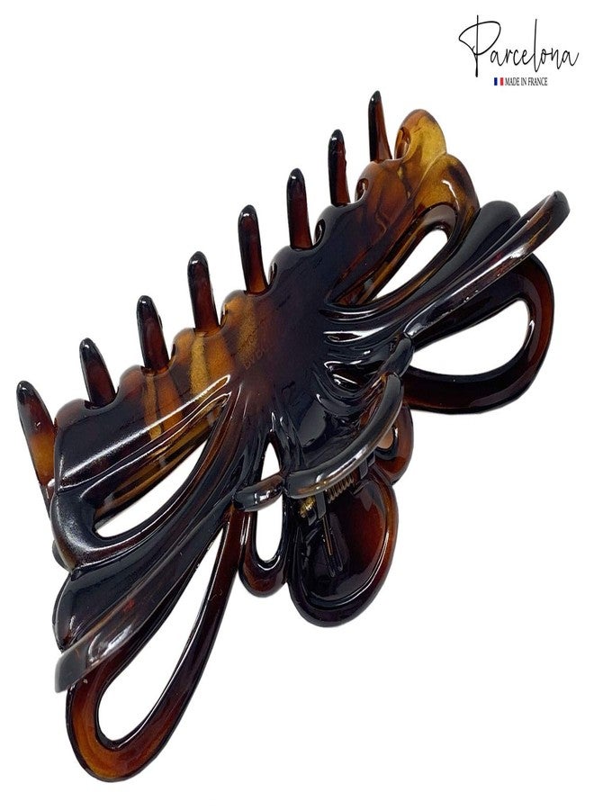 Parcelona French Tropical Butterfly Extra Large 4 1/2" Tortoise Shell Brown Celluloid Hair Claw Clips Women Hair Accessories, Made in France - Image 2
