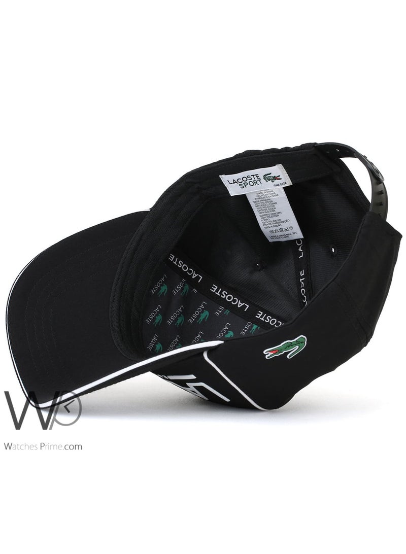 LACOSTE Lacoste Sport Established 1927 Baseball Hat Black Cotton Cap  - Image 4