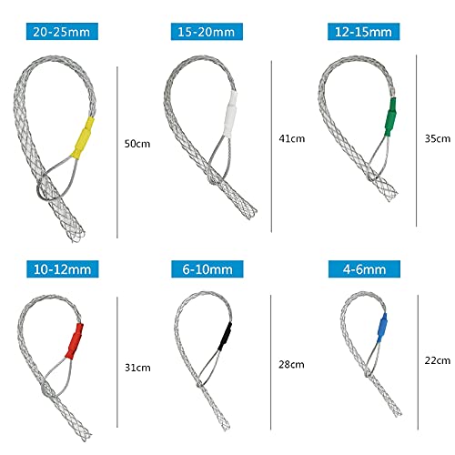VGongTech Cable Pulling Grip Sock Kit Galvanizing Steel Antislip Pipe Cable Wire Pulling Grips Lassos Set Flexible Eye Mesh Rope Set - Image 2