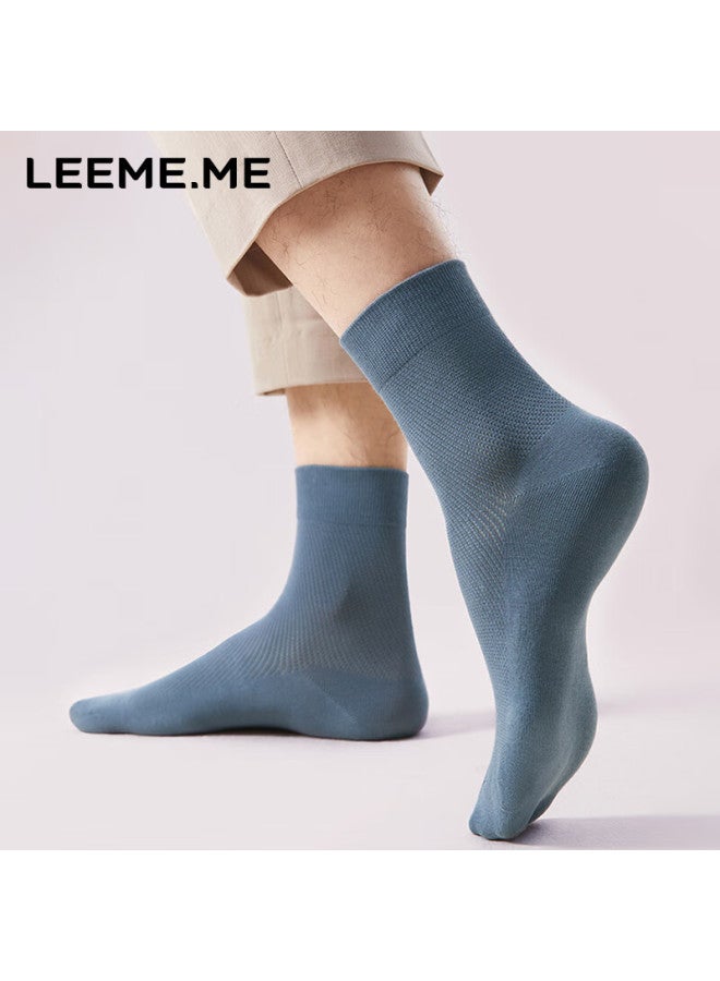 Leeme.me Grain Rice men's Spring Anti-odor Men's Mid-tube Socks Mesh Breathable Long Socks 4 White - Image 3