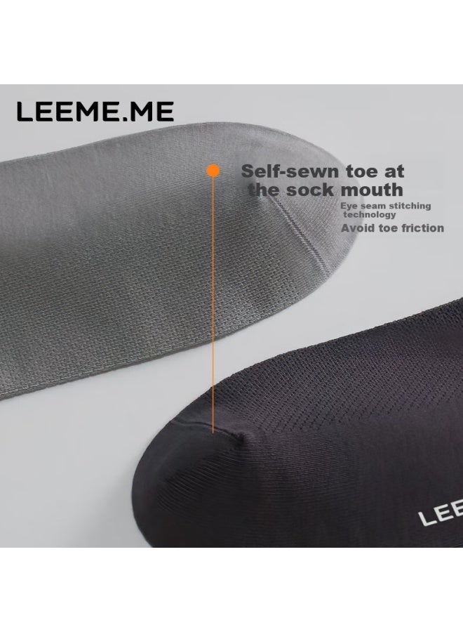 Leeme.me Grain Rice men's Spring Anti-odor Men's Mid-tube Socks Mesh Breathable Long Socks 4 White - Image 2