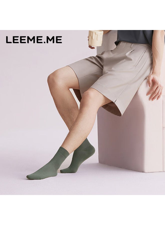 Leeme.me Grain Rice men's Spring Anti-odor Men's Mid-tube Socks Mesh Breathable Long Socks 4 White - Image 4