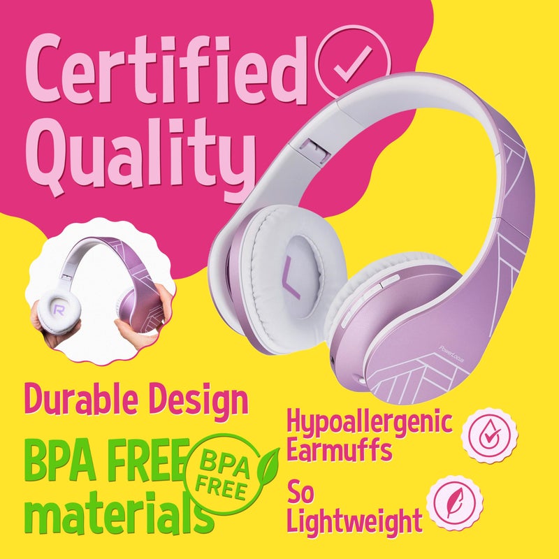 PowerLocus Kids Headphones Over-Ear, Bluetooth Wireless Headphones for Kids,with Microphone, Safe 85DB Volume Limited, Foldable with Carry Case, Audio Cable, Micro SD mode for Online Classes,PC,Phones - Image 3