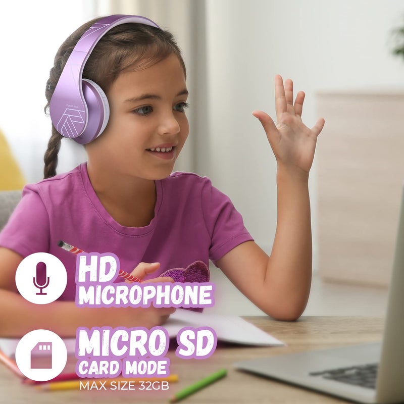 PowerLocus Kids Headphones Over-Ear, Bluetooth Wireless Headphones for Kids,with Microphone, Safe 85DB Volume Limited, Foldable with Carry Case, Audio Cable, Micro SD mode for Online Classes,PC,Phones - Image 5