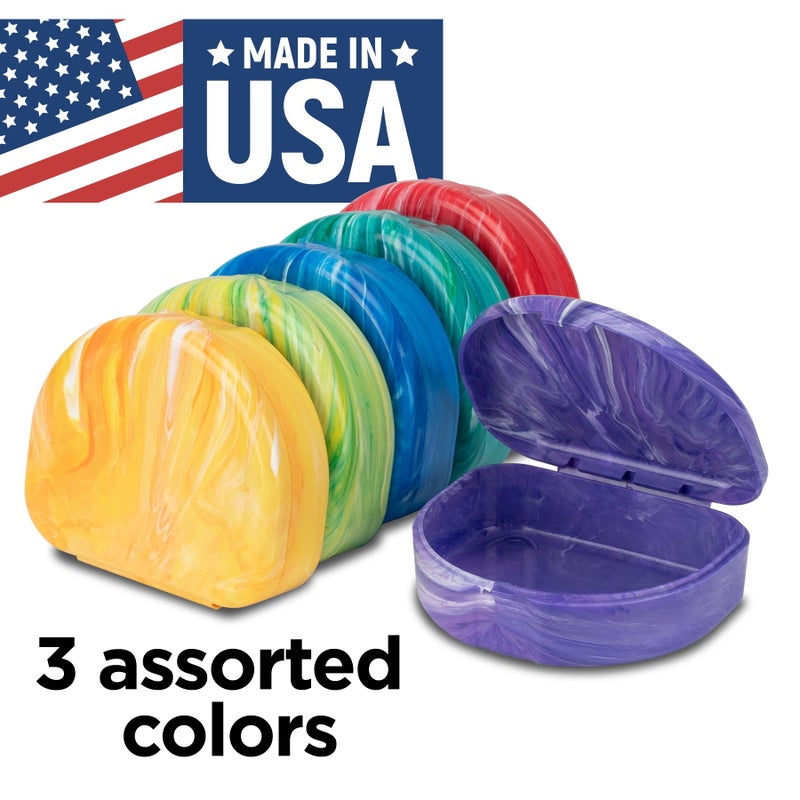 Practicon Marble Retainer Cases, Orthodontic Aligner Case, Mouth Guard Holder (3 Pack) (Assorted) - Image 2