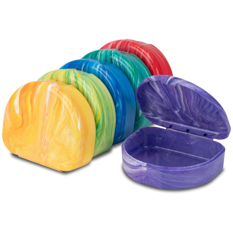 Practicon Marble Retainer Cases, Orthodontic Aligner Case, Mouth Guard Holder (3 Pack) (Assorted) - Image 1
