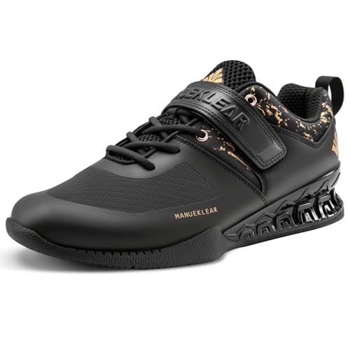 M MANUEKLEAR MANUEKLEAR Strong Anti-Slip Deadlift Lifting Squat Shoes for Men, Professional Training Weightlifting Shoes for Men and Women with Rubber Non-Slip Sole Obsidian Black - Image 1