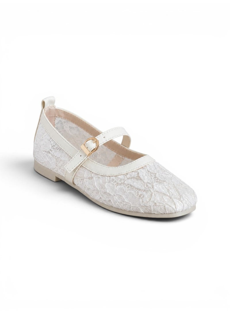 LIFESTYLISH Ballerina flat Tulle with Square Toe BF-810 - White - Image 3