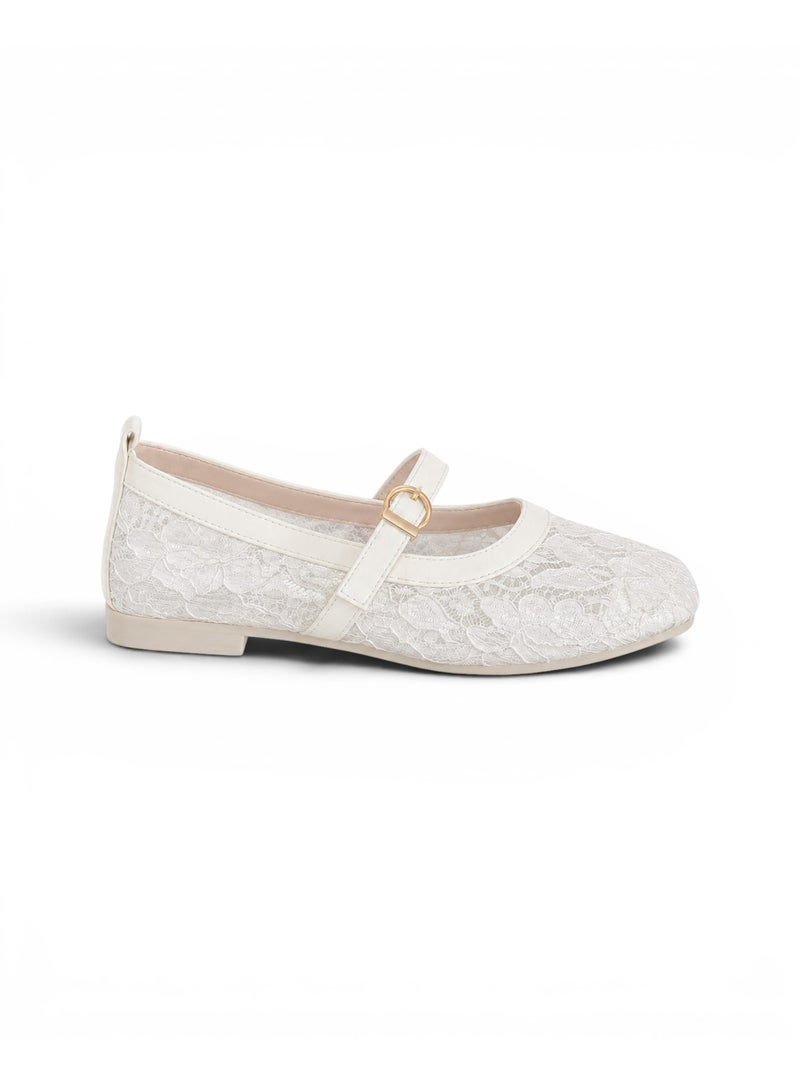 LIFESTYLISH Ballerina flat Tulle with Square Toe BF-810 - White - Image 2