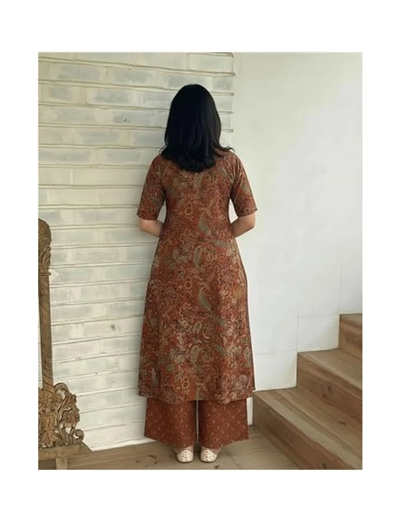 Gosriki GoSriKi Women's Rayon Viscose Straight Printed Kurta with Palazzo