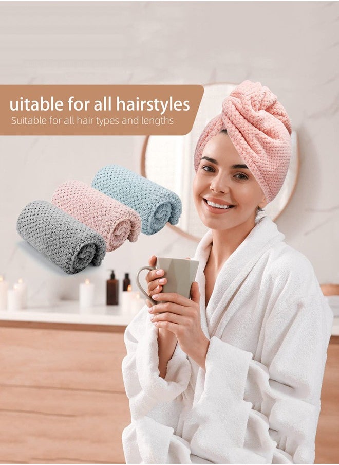 Generic Microfiber Hair Towel Wrap for Women, Rapid Drying Towels for Hair with Button, Soft Hair Drying Towel Wrap, Anti Frizz Head Towels Wrap for Curly Hair, suitable for all hairstyles（Pink)  - Image 4