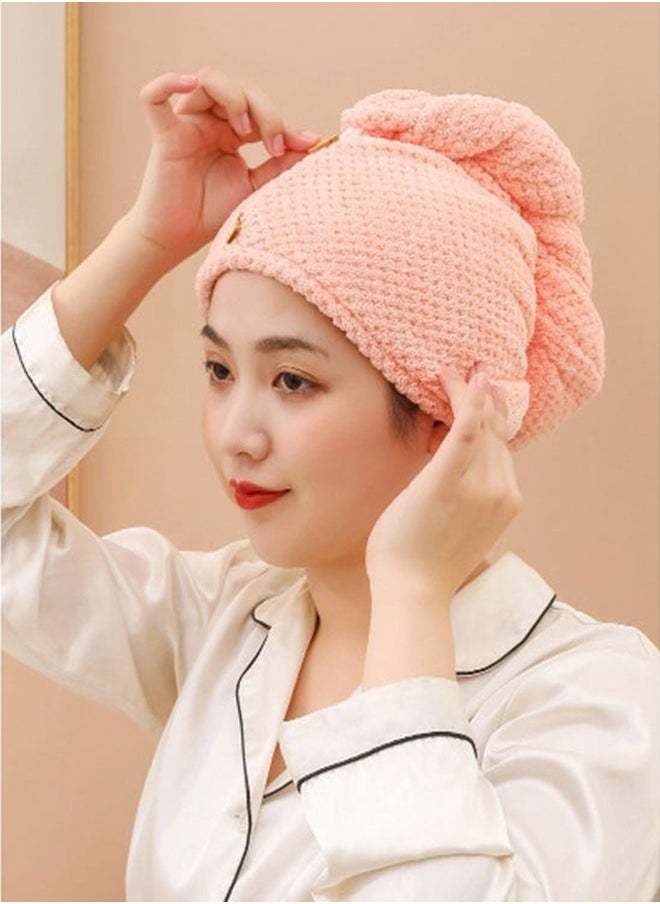 Generic Microfiber Hair Towel Wrap for Women, Rapid Drying Towels for Hair with Button, Soft Hair Drying Towel Wrap, Anti Frizz Head Towels Wrap for Curly Hair, suitable for all hairstyles（Pink)  - Image 5