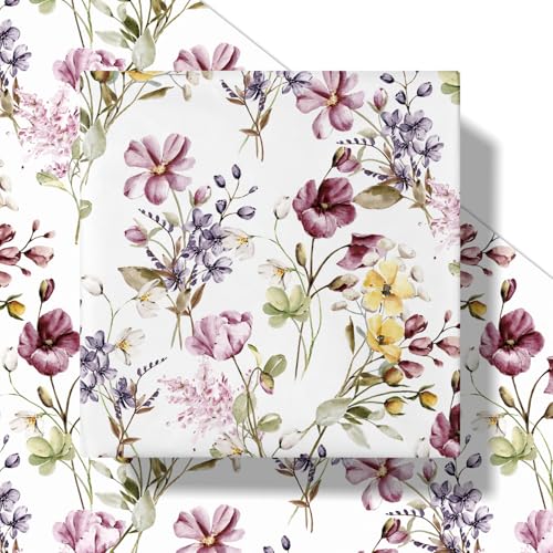 RUSPEPA Floral Wrapping Paper Roll Women Girls Mini Roll Watercolor Wild Flower with Delicate Leaf Gift Wrap Paper for Wedding Birthday Mothers Day Spring Bridal Shower 17 Inch X 164 Feet - Image 3