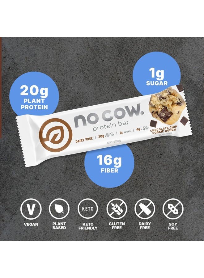 No Cow High Protein Bars, Chocolate Chip Cookie Dough - Healthy Snacks, 20g Vegan Protein, High Fiber, Low Sugar, Keto Friendly, Dairy & Gluten Free (12 Count) - Image 2